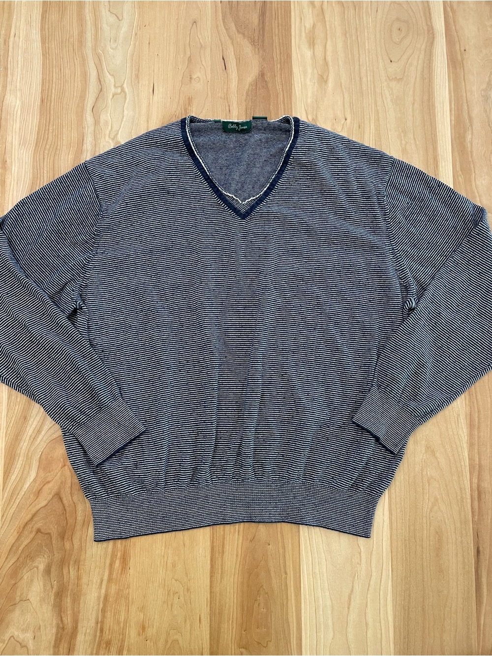 Bobby Jones Cotton and Cashmere V-Neck Sweater Men's XXL Navy Striped